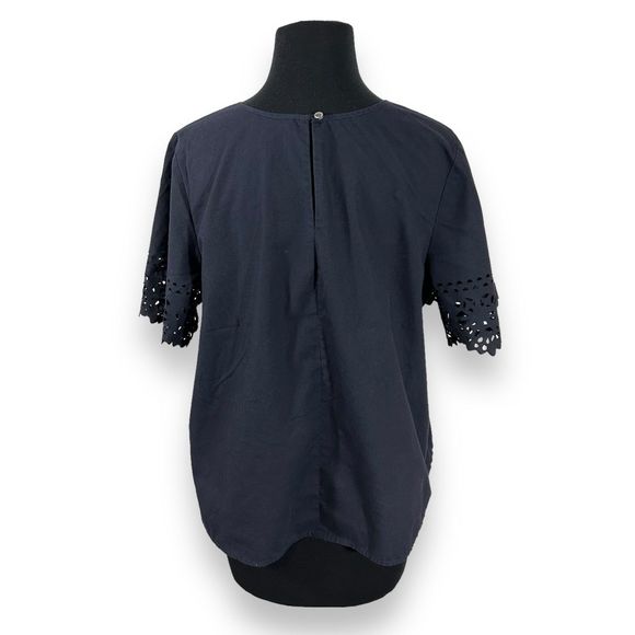 J Crew Short Sleeve Blouse Womens 4‎ Navy Blue - Picture 2 of 9